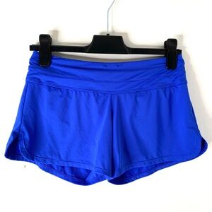 Athleta Ultraviolet Blue Gym Shorts Lined Back Pocket Athletic Running Shorts